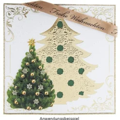 Deluxe-Grußkarten, Weihnachtsbaum 2, 16cm x 16cm, inkl. Einleger und Umschläge