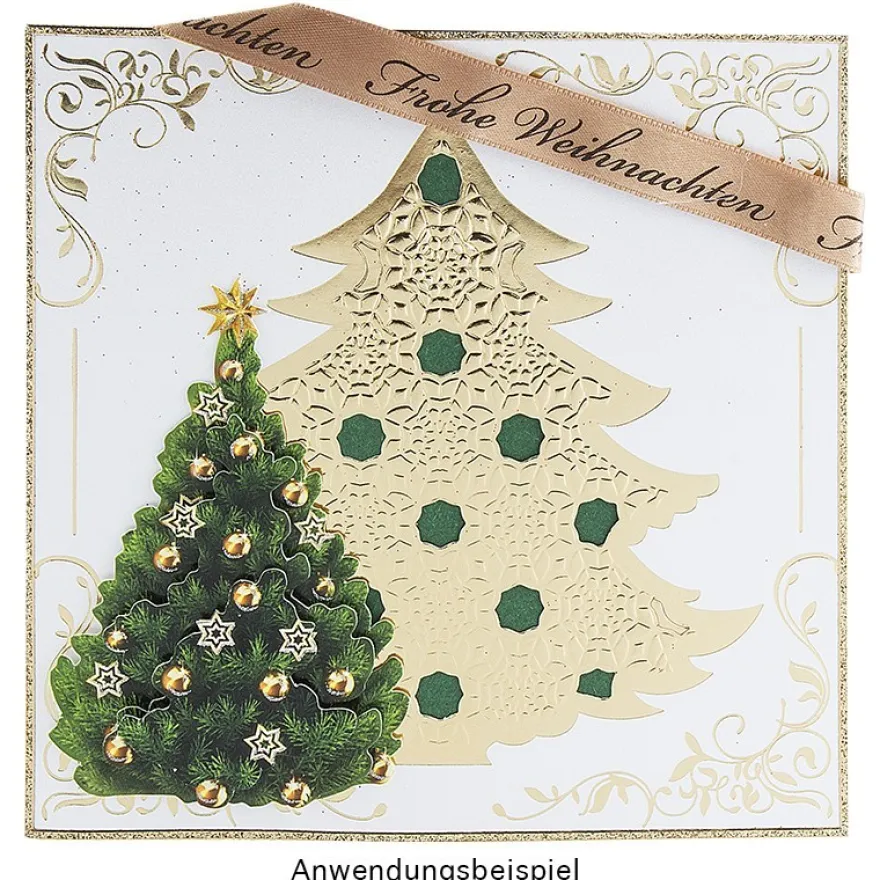 Deluxe-Grußkarten, Weihnachtsbaum 2, 16cm x 16cm, inkl. Einleger und Umschläge