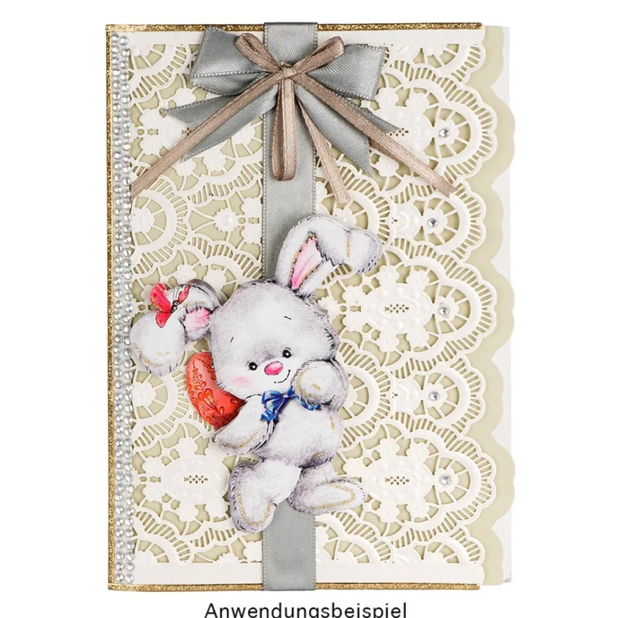 Deluxe-Laser-Grußkarten, Spitzendekor, 11,5cm x 16,5cm, inkl. Einleger & Umschläge, 5 Stück