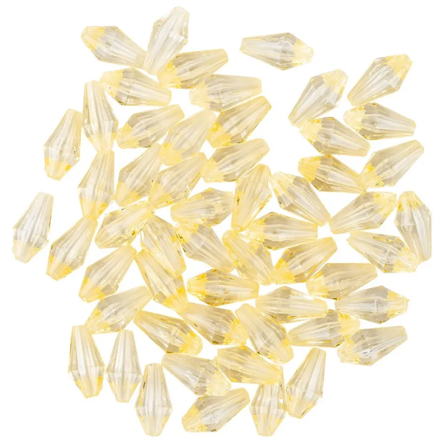Diamanttropfen-Perlen, transparent, 12mm, gelb, 50 Stück
