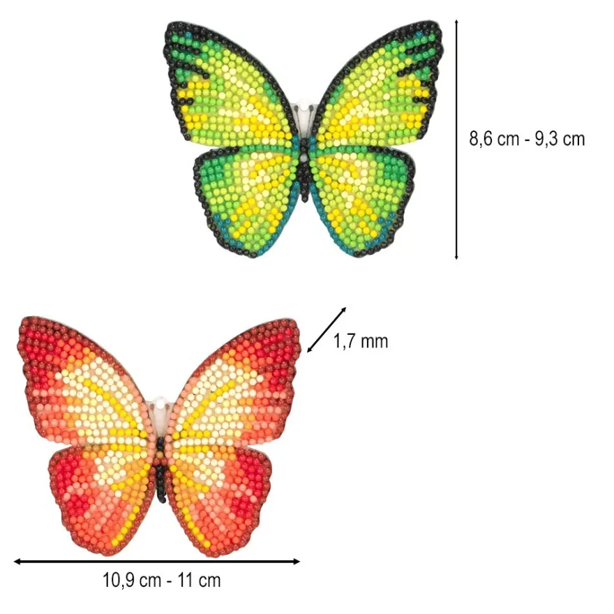 Diamond-Painting-Anhänger, Schmetterlinge, 1,7mm stark, doppelseitig, mit Zubehör, 6 Stück