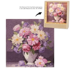Diamond-Painting-Aufleger, Blumenstrauß in Vase, 16cm x 16cm, 370 g/m², vollflächig klebend