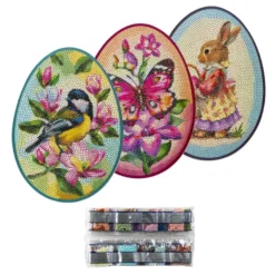 Diamond-Painting-Aufleger in Eiform, 3 verschiedene Designs & Größen, 3 Stück