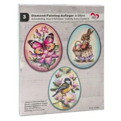 Diamond-Painting-Aufleger in Eiform, 3 verschiedene Designs & Größen, 3 Stück