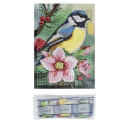 Diamond-Painting-Aufleger, Kohlmeise, 11,5cm x 16,5cm, 370 g/m², vollflächig klebend