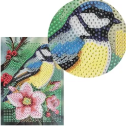 Diamond-Painting-Aufleger, Kohlmeise, 11,5cm x 16,5cm, 370 g/m², vollflächig klebend