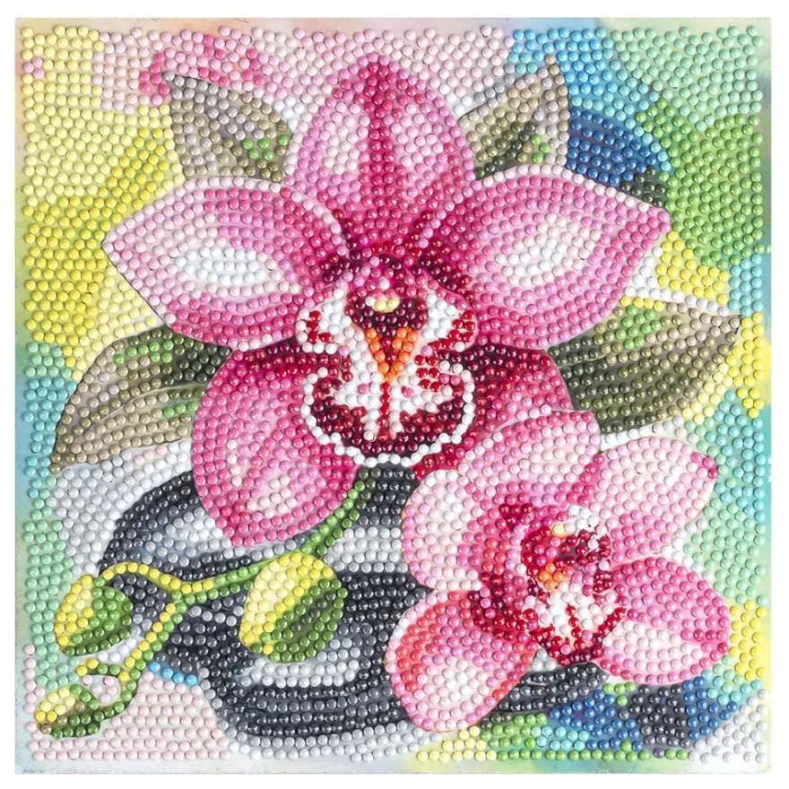 Diamond-Painting-Aufleger, Orchideen, 20cm x 20cm, 370g/m², inkl. Zubehör