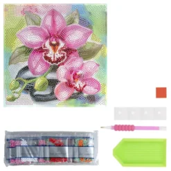 Diamond-Painting-Aufleger, Orchideen, 20cm x 20cm, 370g/m², inkl. Zubehör