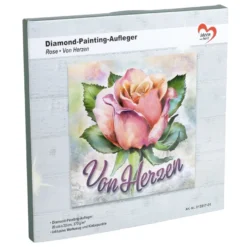 Diamond-Painting-Aufleger, Rose • Von Herzen, 20cm x 20cm, 370g/m², inkl. Zubehör