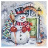 Diamond-Painting-Aufleger, Schneemann vor Haustür, 20cm x 20cm, 370g/m², inkl. Zubehör