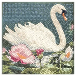 Diamond-Painting-Aufleger, Schwan, 16cm x 16cm, 370 g/m², vollflächig klebend