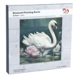 Diamond-Painting-Aufleger, Schwan, 16cm x 16cm, 370 g/m², vollflächig klebend
