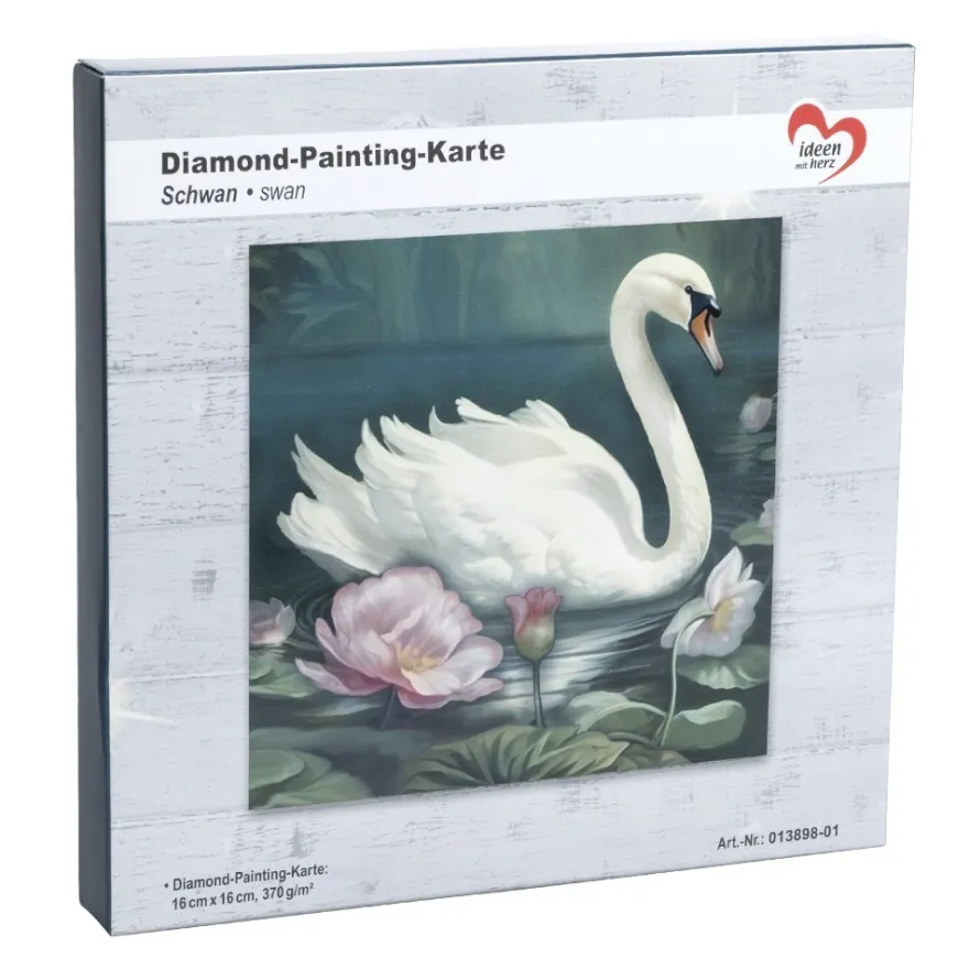 Diamond-Painting-Aufleger, Schwan, 16cm x 16cm, 370 g/m², vollflächig klebend