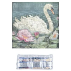 Diamond-Painting-Aufleger, Schwan, 16cm x 16cm, 370 g/m², vollflächig klebend