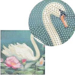 Diamond-Painting-Aufleger, Schwan, 16cm x 16cm, 370 g/m², vollflächig klebend
