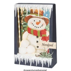Diamond-Painting-Aufleger, Schneemann, 11,5cm x 16,5cm, 370 g/m², vollflächig klebend
