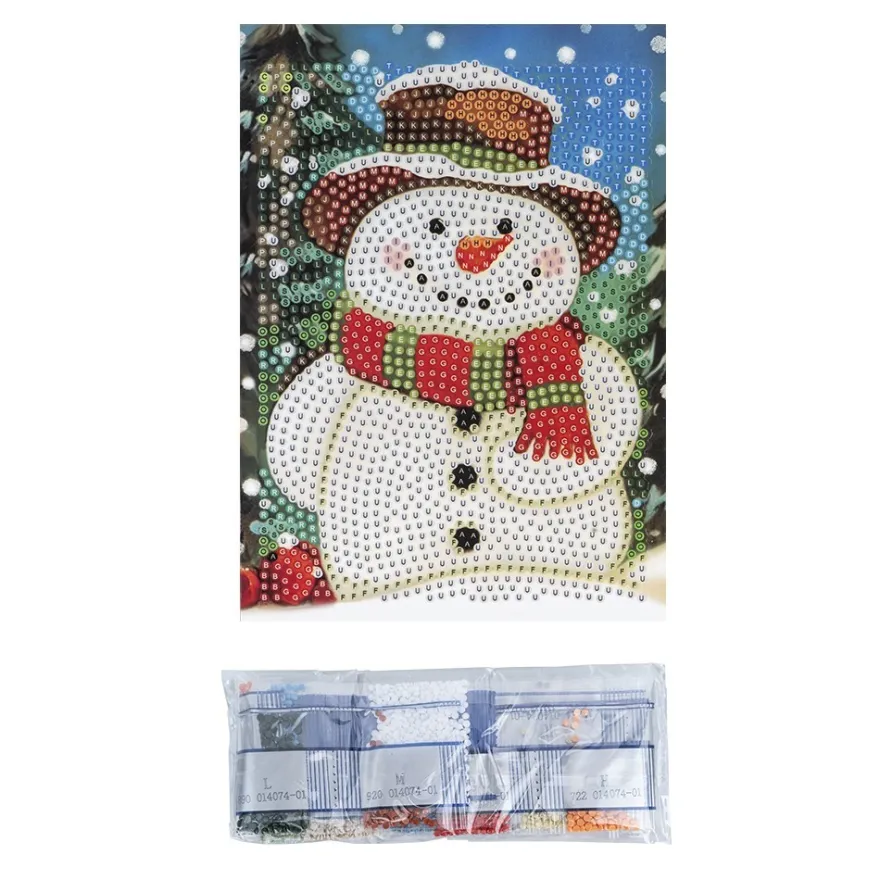 Diamond-Painting-Aufleger, Schneemann, 11,5cm x 16,5cm, 370 g/m², vollflächig klebend