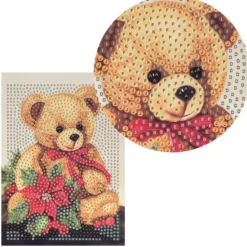 Diamond-Painting-Aufleger, Teddybär, 11,5cm x 16,5cm, 370 g/m², vollflächig klebend