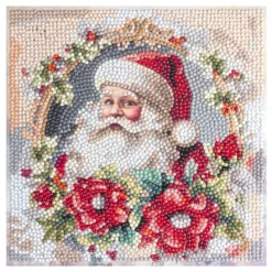 Diamond-Painting-Aufleger, Weihnachtsmann, 20cm x 20cm, 370g/m², inkl. Zubehör