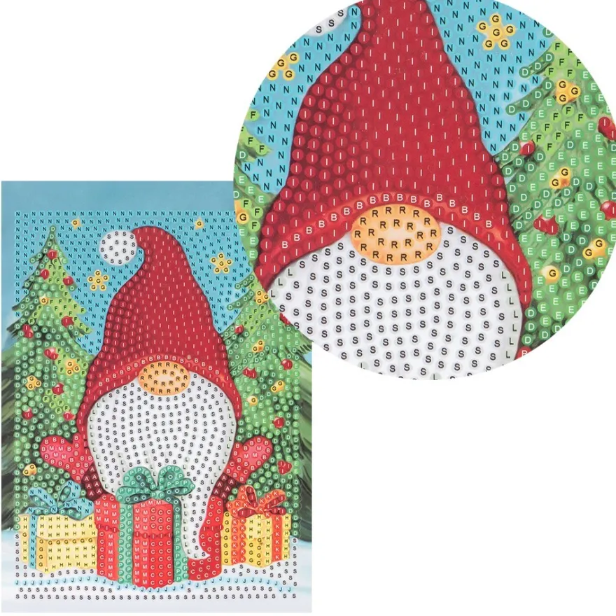 Diamond-Painting-Aufleger, Weihnachts-Wichtel, 11,5cm x 16,5cm, 370 g/m², vollflächig klebend