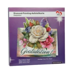 Diamond-Painting-Aufstellkarte, Gratulation!, 16,3cm x 16cm, inkl. Zubehör
