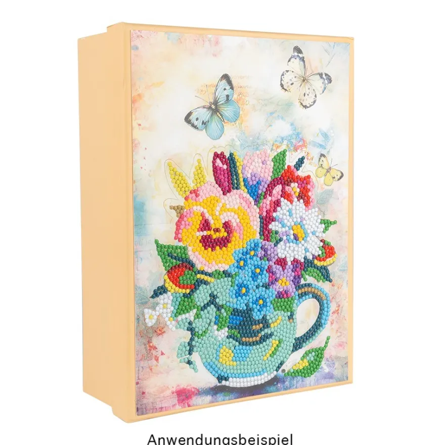 Diamond-Painting-Aufstellkarte, Tasse mit Blumenstrauß, 16,3cm x 16cm, inkl. Zubehör