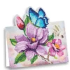 Diamond-Painting-Aufstellkarte, Magnolie mit blauem Schmetterling, 16,3cm x 16cm, inkl. Zubehör
