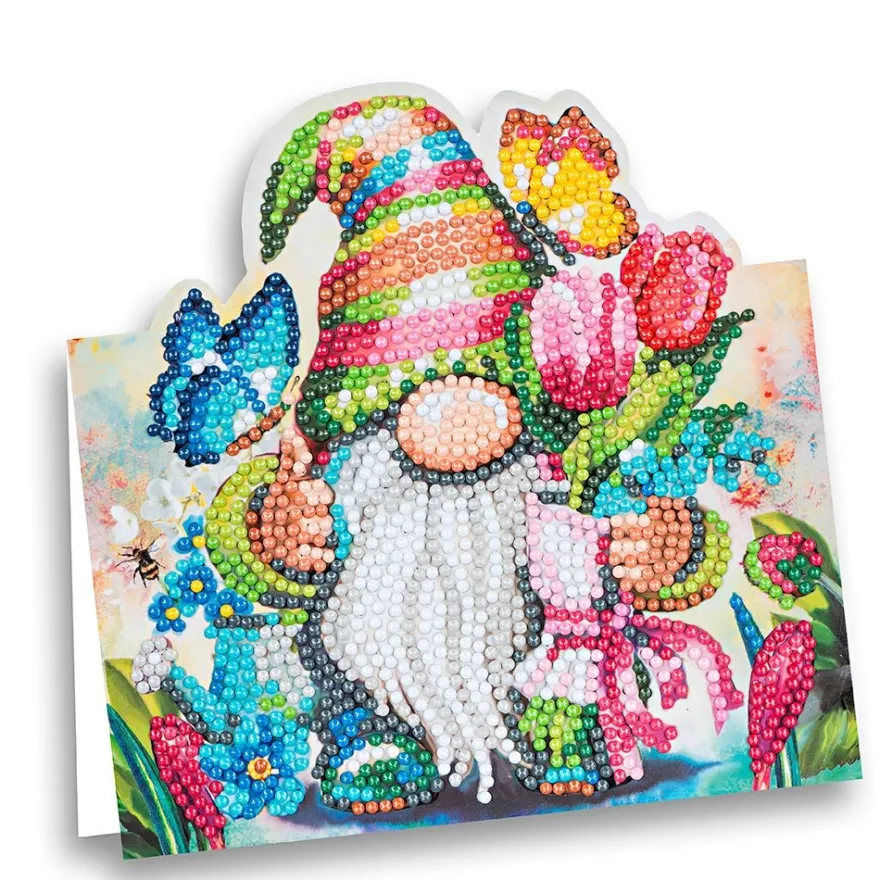 Diamond-Painting-Aufstellkarte, Frühlings-Wichtel, 16,3cm x 16cm, inkl. Zubehör
