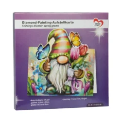 Diamond-Painting-Aufstellkarte, Frühlings-Wichtel, 16,3cm x 16cm, inkl. Zubehör
