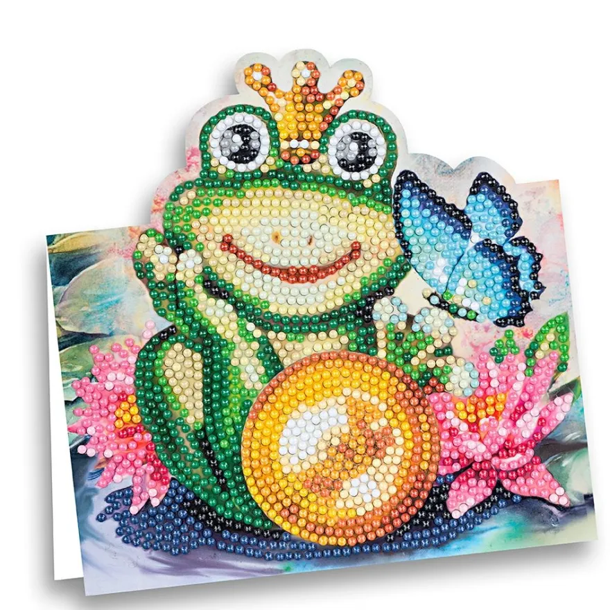 Diamond-Painting-Aufstellkarte, Froschkönig, 16,3cm x 16cm, inkl. Zubehör