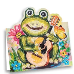 Diamond-Painting-Aufstellkarte, Frosch mit Gitarre, 16,3cm x 16cm, inkl. Zubehör