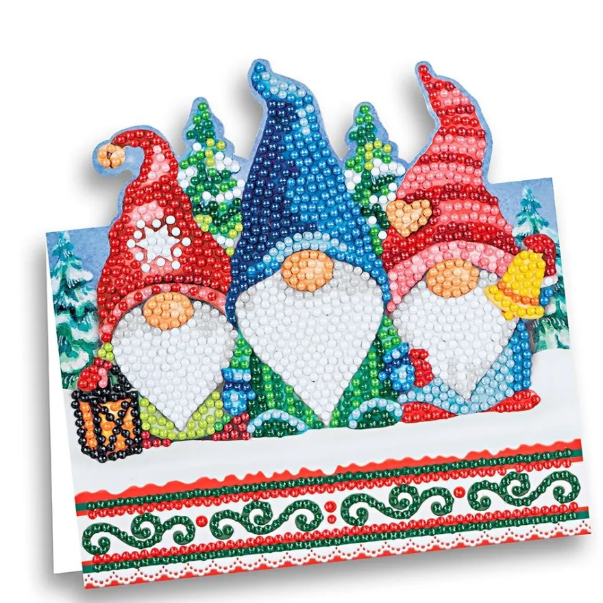 Diamond-Painting-Aufstellkarte, Wichtelfamilie, 16,3cm x 16cm, inkl. Umschlag & Werkzeug