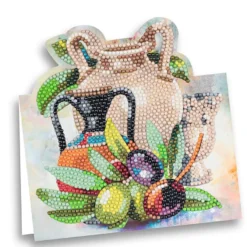Diamond-Painting-Aufstellkarte, Amphoren mit Oliven, 16,3cm x 16cm, inkl. Zubehör