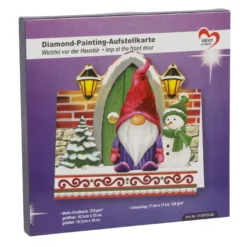 Diamond-Painting-Aufstellkarte, Wichtel vor der Haustür, 16,3cm x 16cm, inkl. Umschlag & Werkzeug