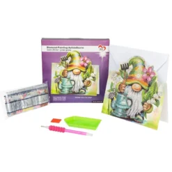 Diamond-Painting-Aufstellkarte, Garten-Wichtel, 16,3cm x 16cm, inkl. Zubehör