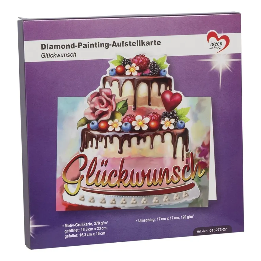 Diamond-Painting-Aufstellkarte, Glückwunsch, 16,3cm x 16cm, inkl. Umschlag & Werkzeug