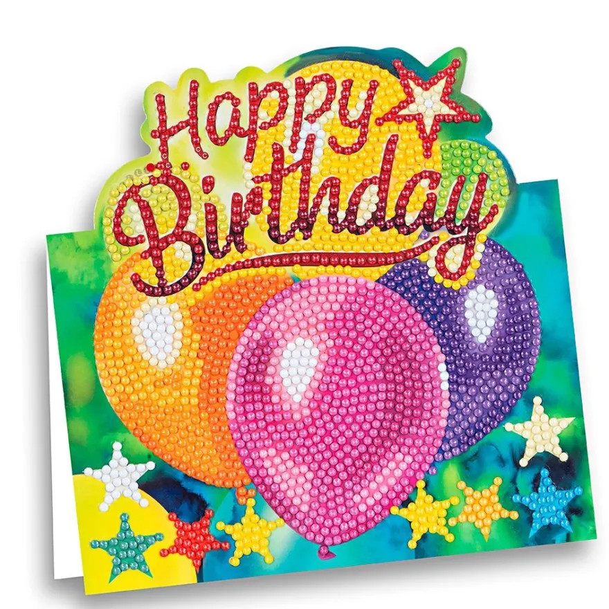 Diamond-Painting-Aufstellkarte, Happy Birthday, 16,3cm x 16cm, inkl. Umschlag & Werkzeug