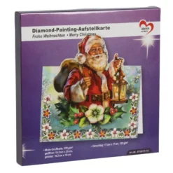 Diamond-Painting-Aufstellkarte, Frohe Weihnachten, 16,3cm x 16cm, inkl. Zubehör