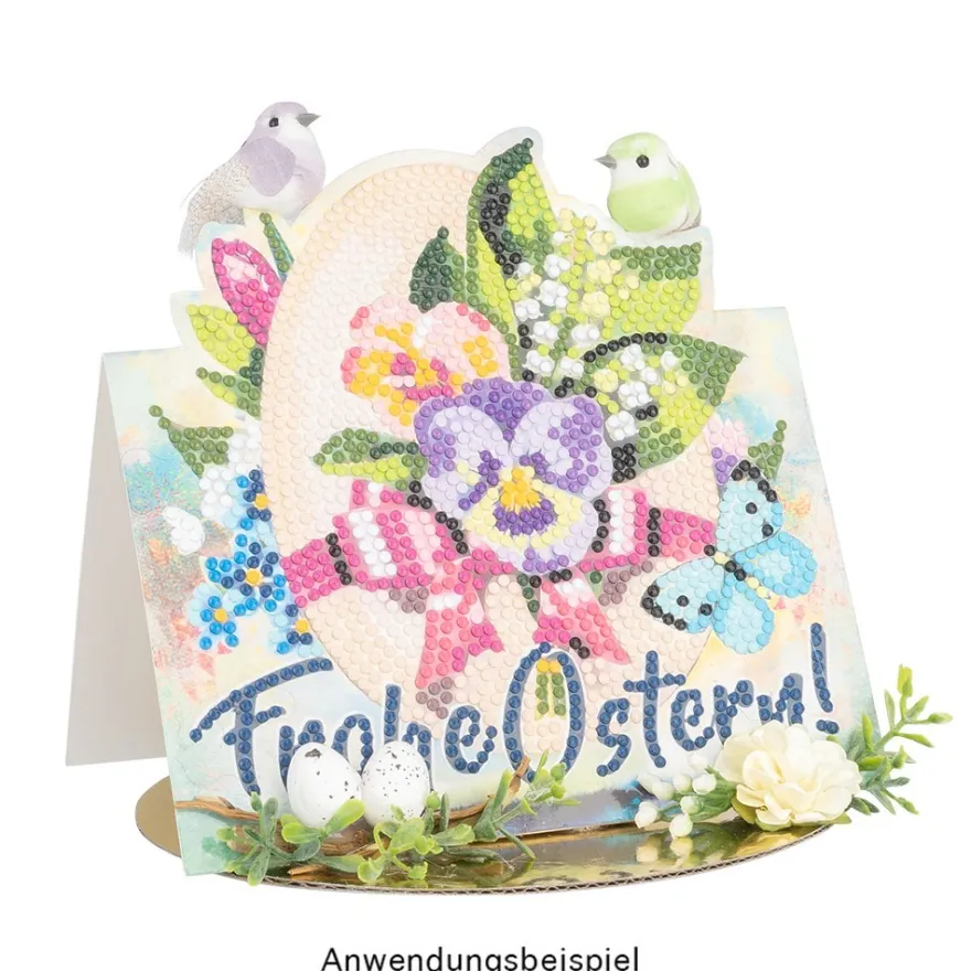 Diamond-Painting-Aufstellkarte, Frohe Ostern!, 16,3cm x 16cm, inkl. Zubehör