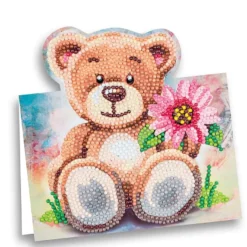 Diamond-Painting-Aufstellkarte, Teddybär, 16,3cm x 16cm, inkl. Zubehör
