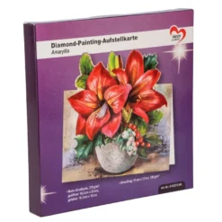 Diamond-Painting-Aufstellkarte, Amaryllis, 16,3cm x 16cm, inkl. Zubehör