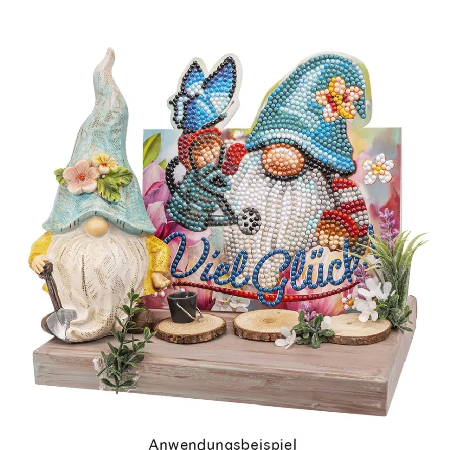 Diamond-Painting-Aufstellkarte, Wichtel - Viel Glück!, 16,3cm x 16cm, inkl. Zubehör