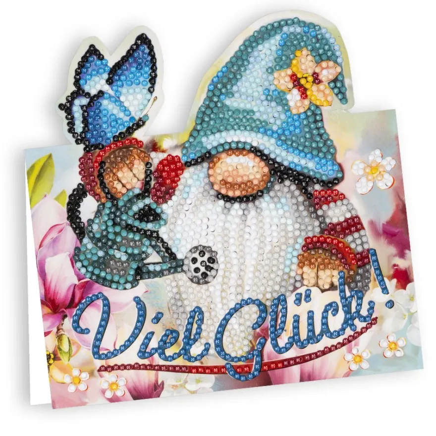 Diamond-Painting-Aufstellkarte, Wichtel - Viel Glück!, 16,3cm x 16cm, inkl. Zubehör