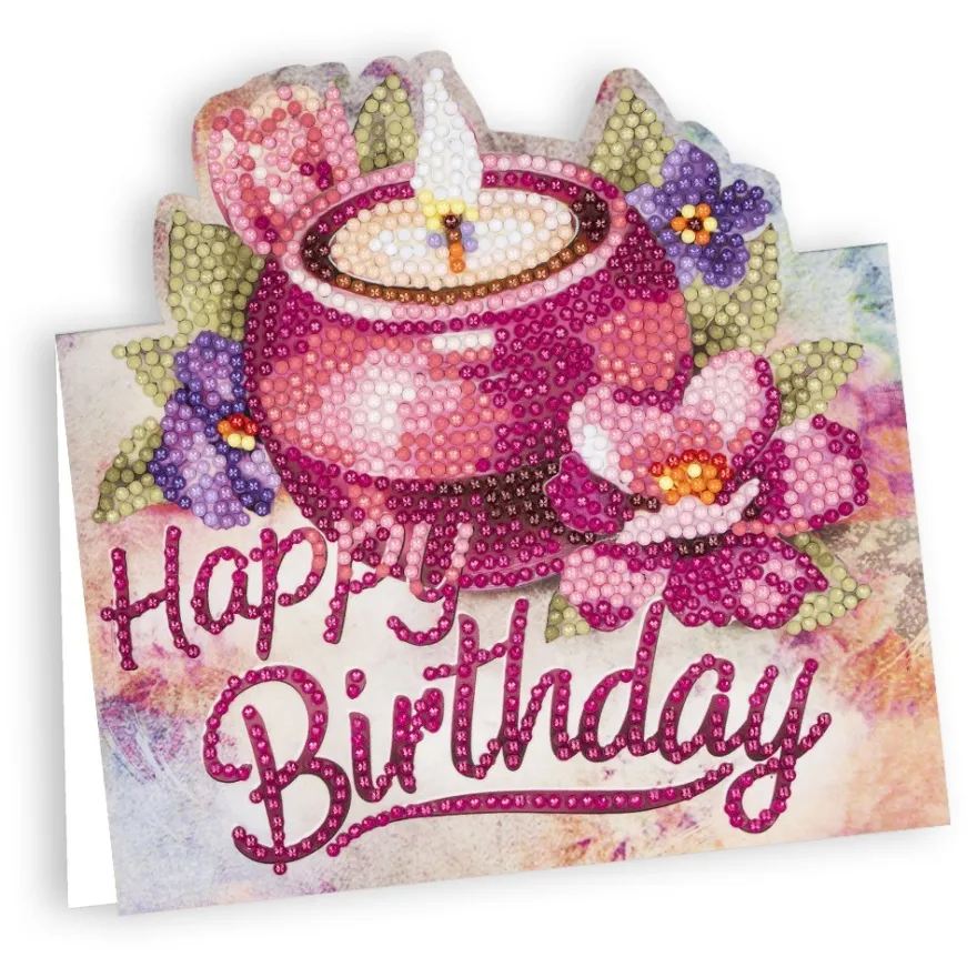 Diamond-Painting-Aufstellkarte, Kerze - Happy Birthday, 16,3cm x 16cm, inkl. Zubehör