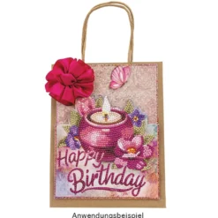 Diamond-Painting-Aufstellkarte, Kerze - Happy Birthday, 16,3cm x 16cm, inkl. Zubehör