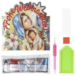 Diamond-Painting-Aufstellkarte, Heilige Maria - Frohe Weihnachten!, 16,3cm x 16cm, inkl. Zubehör