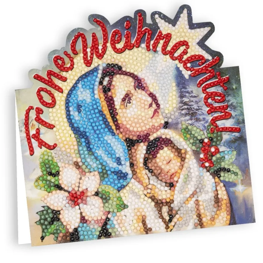 Diamond-Painting-Aufstellkarte, Heilige Maria - Frohe Weihnachten!, 16,3cm x 16cm, inkl. Zubehör