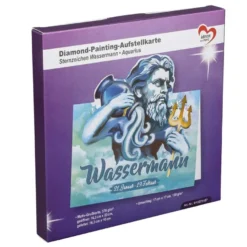 Diamond-Painting-Aufstellkarte, Sternzeichen Wassermann, 16,3cm x 16cm, inkl. Zubehör