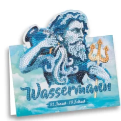 Diamond-Painting-Aufstellkarte, Sternzeichen Wassermann, 16,3cm x 16cm, inkl. Zubehör