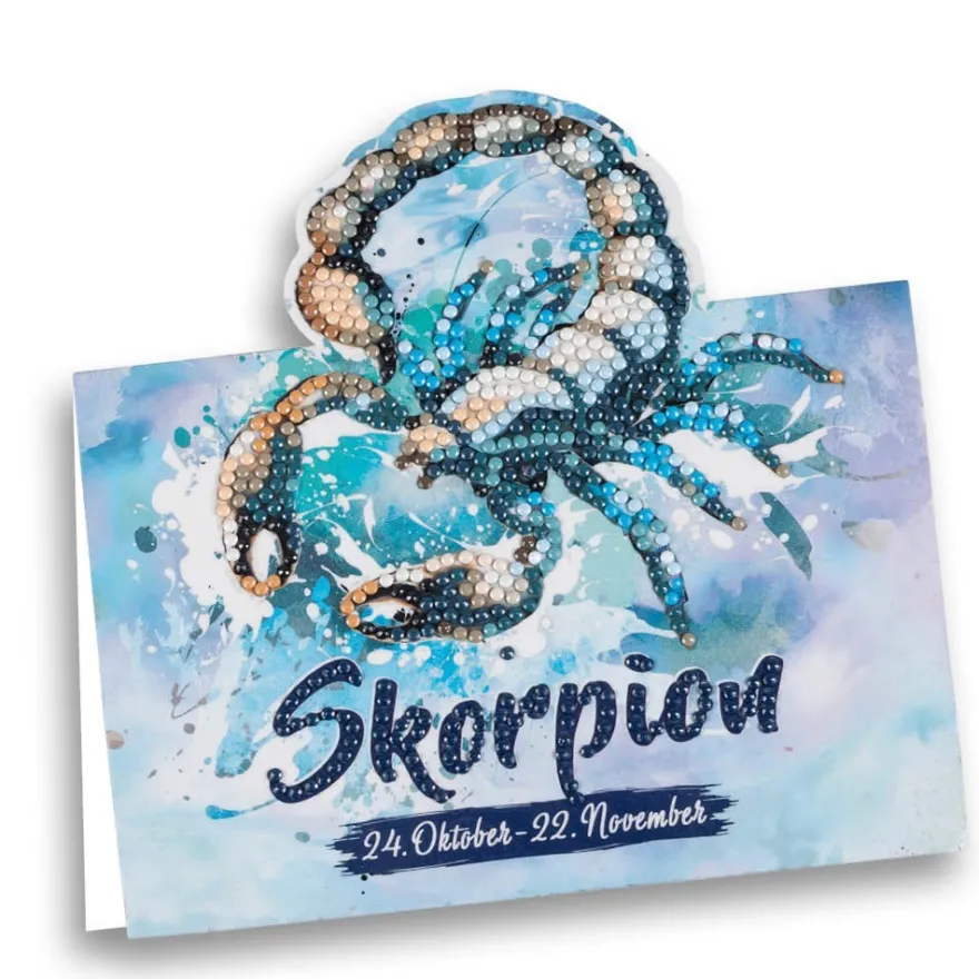 Diamond-Painting-Aufstellkarte, Sternzeichen Skorpion, 16,3cm x 16cm, inkl. Zubehör
